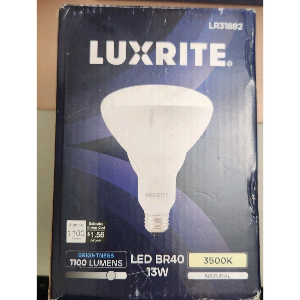 Luxrite BR40 LED Light Bulbs, 13W=85W, Natural White, Dimmable, 1100 Lumens, E26